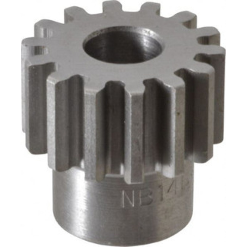 Boston Gear 16 Pitch, 7/8 Pitch Diam, 14 Tooth Spur Gear 1/2 Face Width, 3/8 Bore Diam, 0.69 Hub Diam, 14.5 Pressure Angle, Steel NB14B - 36682060