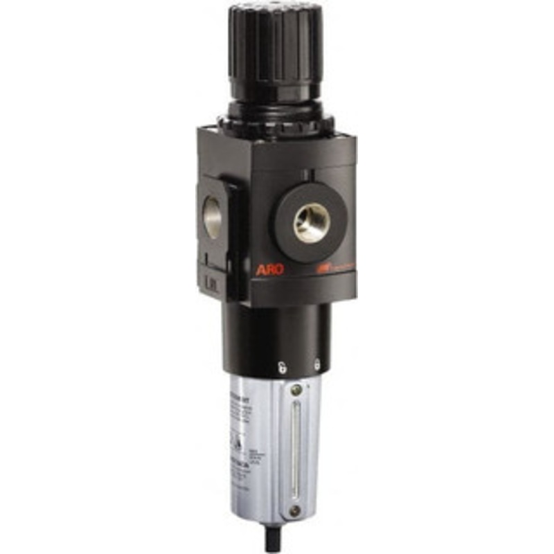 ARO Fluid Management 1 NPT Heavy-Duty 1 Pc Filter/Regulator FRL Unit with Sight Glass 250 SCFM, 250 Max psi, Metal Bowl, Manual Drain P39464-110 - 53544110