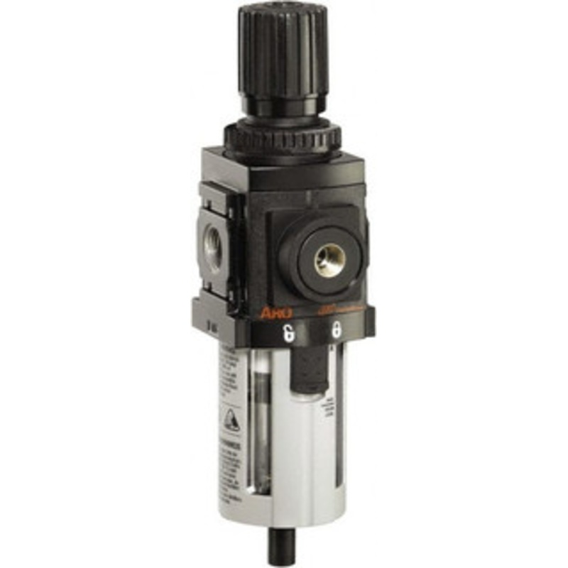 ARO Fluid Management 3/8 NPT Compact 1 Pc Filter/Regulator FRL Unit 90 SCFM, 150 Max psi, Polycarbonate Bowl, Manual Drain P39234-100 - 61684155