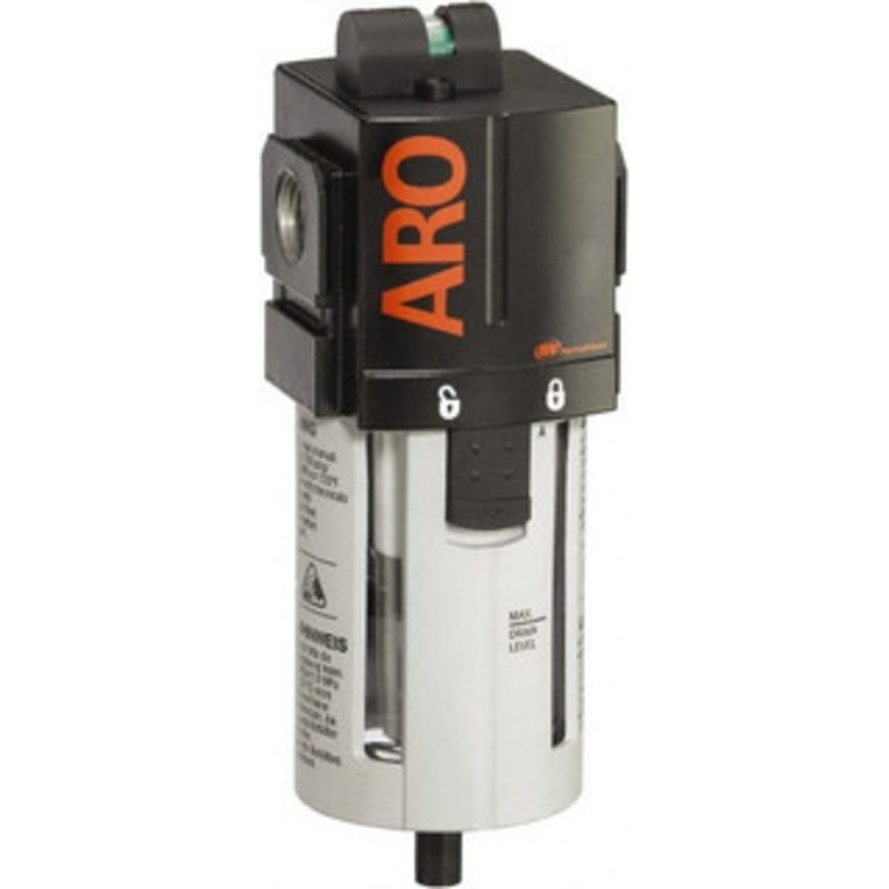 ARO Fluid Management 3/8 Port Coalescing Filter Polycarbonate Bowl, Automatic Drain, 150 Max psi, 0.3 Micron Rating, 2.756 Long x 2.874 Wide x 8.583 High F35332-301 - 61697249