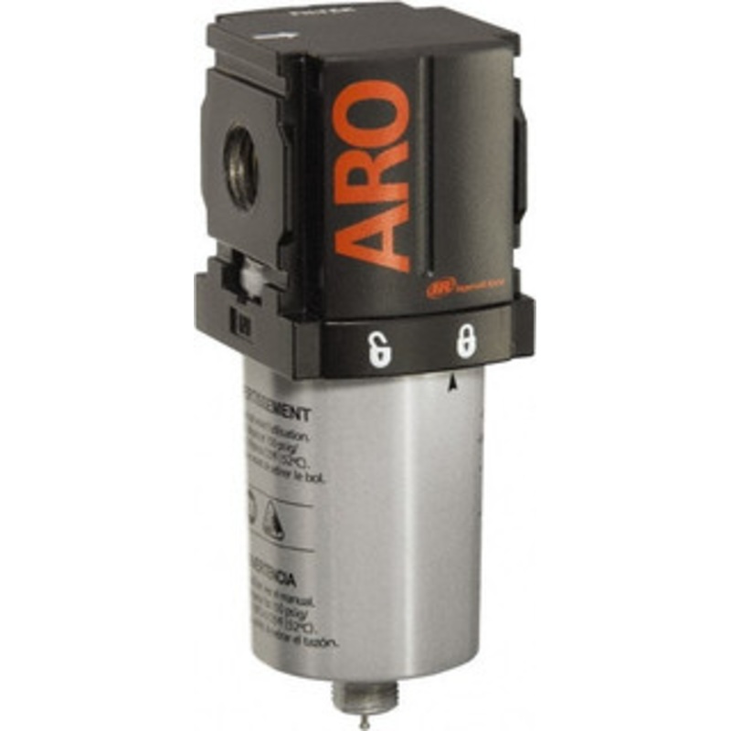 ARO Fluid Management 1/4 Port Coalescing Filter Metal Bowl, Automatic Drain, 250 Max psi, 0.3 Micron Rating, 1.575 Long x 1.811 Wide x 5.016 High F35121-321 - 61697223