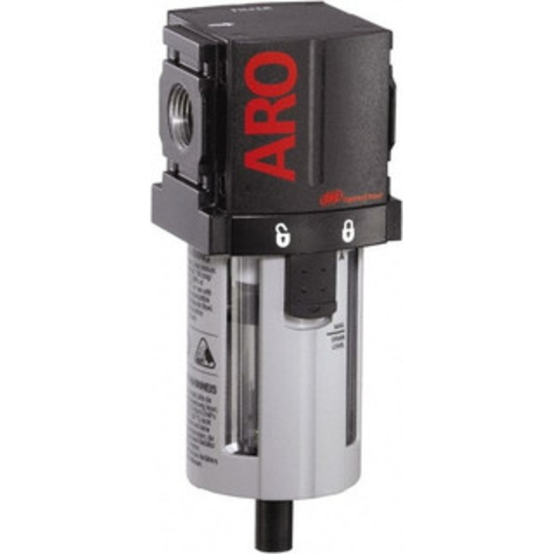 ARO Fluid Management 1/4 Port Coalescing Filter Polycarbonate Bowl, Automatic Drain, 150 Max psi, 0.3 Micron Rating, 2.205 Long x 2.244 Wide x 7.028 High F35221-301 - 61697322
