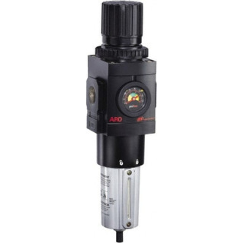 ARO Fluid Management 1 NPT Heavy-Duty 1 Pc Filter/Regulator FRL Unit with Sight Glass & Pressure Gauge 250 SCFM, 250 Max psi, Metal Bowl, Manual Drain P39464-610 - 71306948