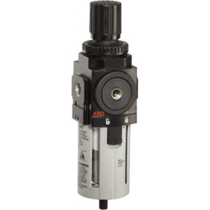 ARO Fluid Management 1/2 NPT Standard 1 Pc Filter/Regulator FRL Unit 172 SCFM, 150 Max psi, Polycarbonate Bowl, Manual Drain P39344-100 - 61684189