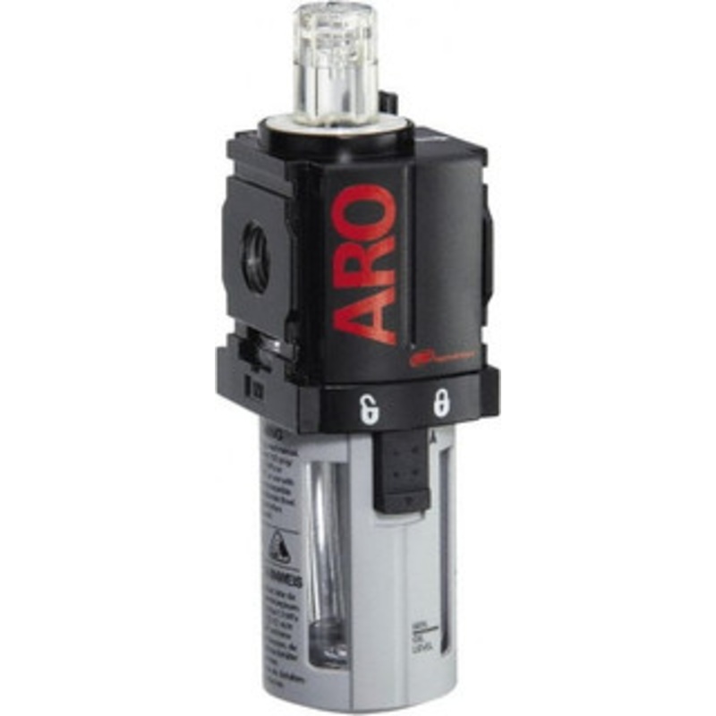 ARO Fluid Management 1/8 NPT, 150 Max psi Miniature Modular Lubricator Polycarbonate Bowl, Aluminum Body, 32 CFM, 125F Max Temp, 1.58 Long x 1.81 Wide x 5.04 High L36111-100 - 70519251