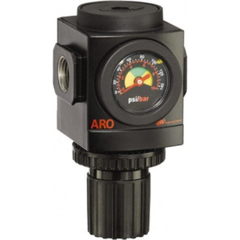 ARO Fluid Management 1 NPT 0 - 140 psi Heavy-Duty Aluminum Regulator with Gauge 250 Max Supply psi, 290 CFM, 23 to 140F, 4.091 Wide x 7.223 High R37461-600 - 61691648
