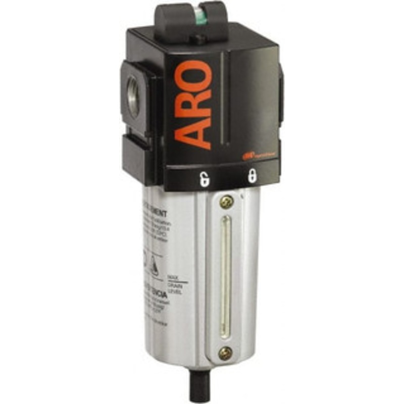 ARO Fluid Management 3/8 Port Coalescing Filter Metal Bowl, Automatic Drain, 250 Max psi, 0.3 Micron Rating, 2.756 Long x 2.874 Wide x 8.583 High F35332-311 - 61697207