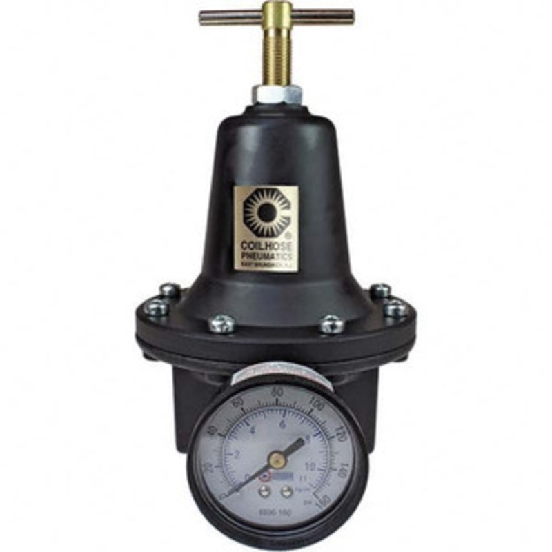 Coilhose Pneumatics 3/8 NPT 0 - 200 psi Heavy-Duty T-Handle Cast Aluminum Regulator with Gauge 250 Max Supply psi, 40 CFM, 250F Max, 3 Wide x 5-1/2 High 8803GH - 80073893