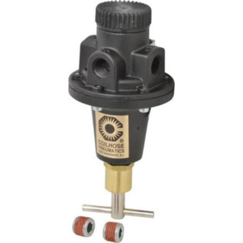 Coilhose Pneumatics 1/4 NPT 0 - 60 psi Tamper Proof Heavy-Duty T-Handle Cast Aluminum Regulator 250 Max Supply psi, 40 CFM, 250F Max, 3 Wide x 5-1/2 High 8802KL - 80074651