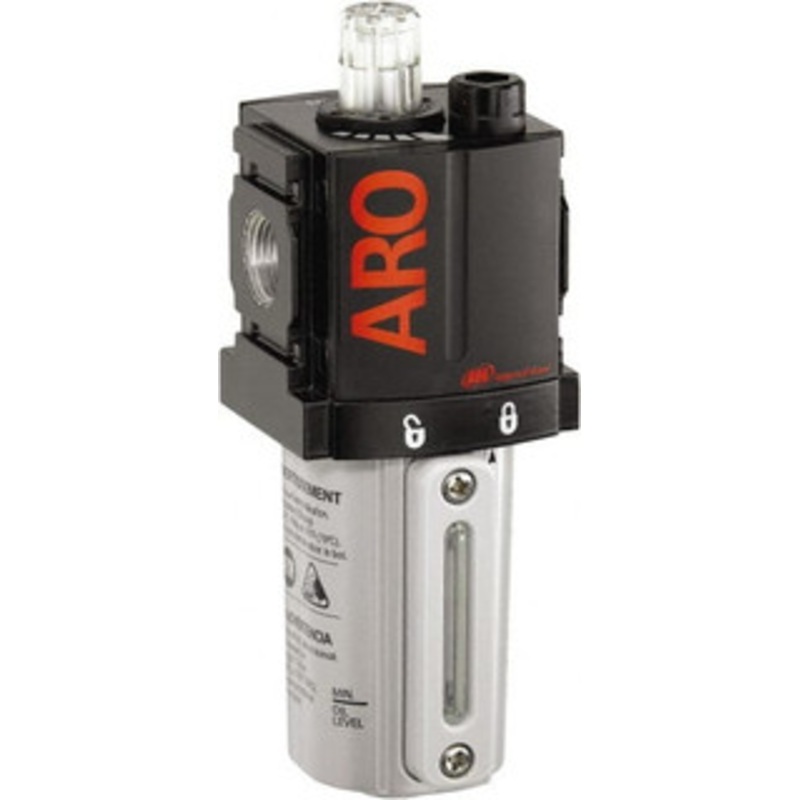 ARO Fluid Management 1/4 NPT, 250 Max psi Compact Modular Lubricator Metal Bowl with Sight Glass, Aluminum Body, 51 CFM, 175F Max Temp, 2.2 Long x 2.24 Wide x 5.99 High L36221-110 - 64561756