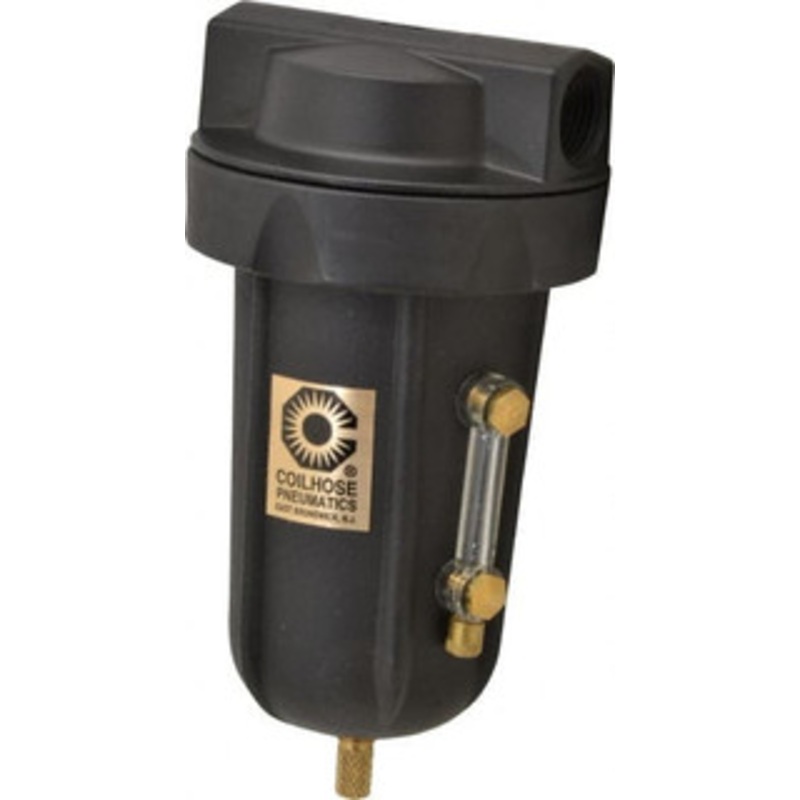 Coilhose Pneumatics 1/2 Port, 7 High, FRL Filter with Aluminum Bowl & Manual Drain 250 Max psi, 250F Max, 8 oz Bowl Capacity 8824M - 79811550