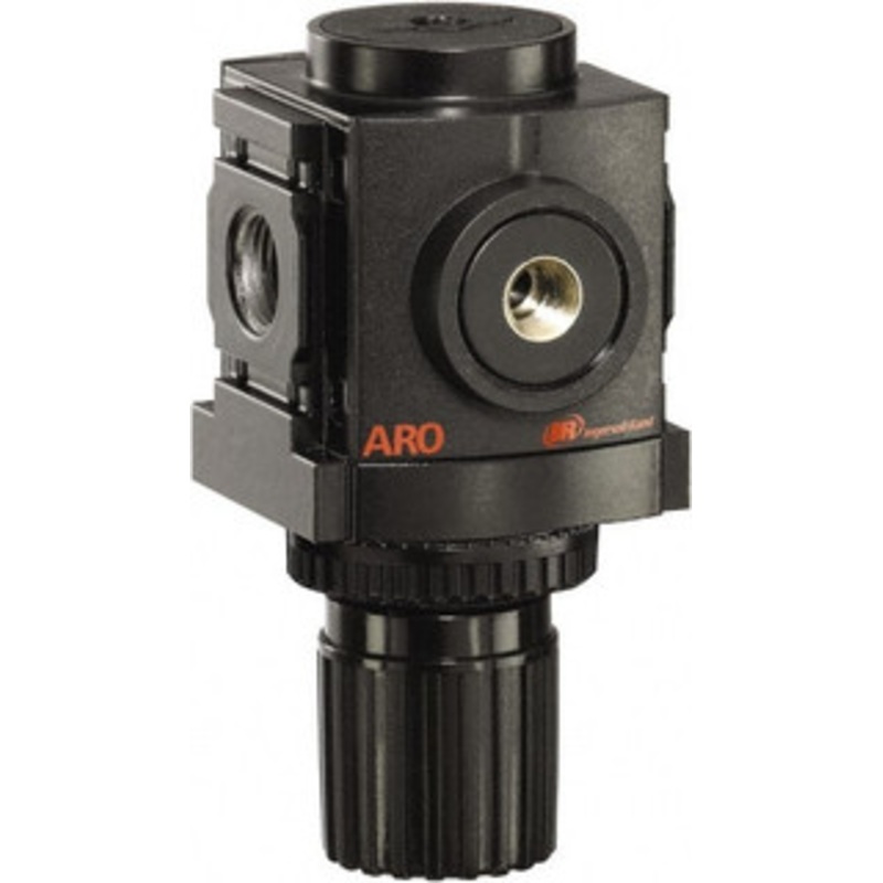 ARO Fluid Management 1/4 NPT 0 - 140 psi Compact Aluminum Regulator 250 Max Supply psi, 86 CFM, 23 to 140F, 2.705 Wide x 4.772 High R37221-100 - 79313425
