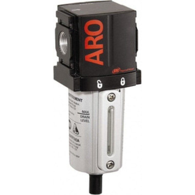ARO Fluid Management 3/8 Port, 6.161 High x 2.244 Wide Compact Filter with Metal Bowl, Manual Drain 107 SCFM, 250 Max psi, 175F Max Temp, Sight Glass Included, Modular Connection, 1.3 oz Bowl Capacity F35231-410 - 61687281