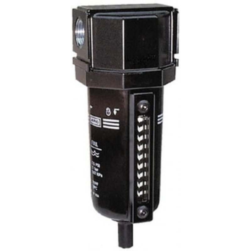 ARO Fluid Management 1/4 Port, 6.161 High x 2.244 Wide Compact Filter with Metal Bowl, Manual Drain 73 SCFM, 250 Max psi, 175F Max Temp, Sight Glass Included, Modular Connection, 1.3 oz Bowl Capacity F35221-410 - 85102945