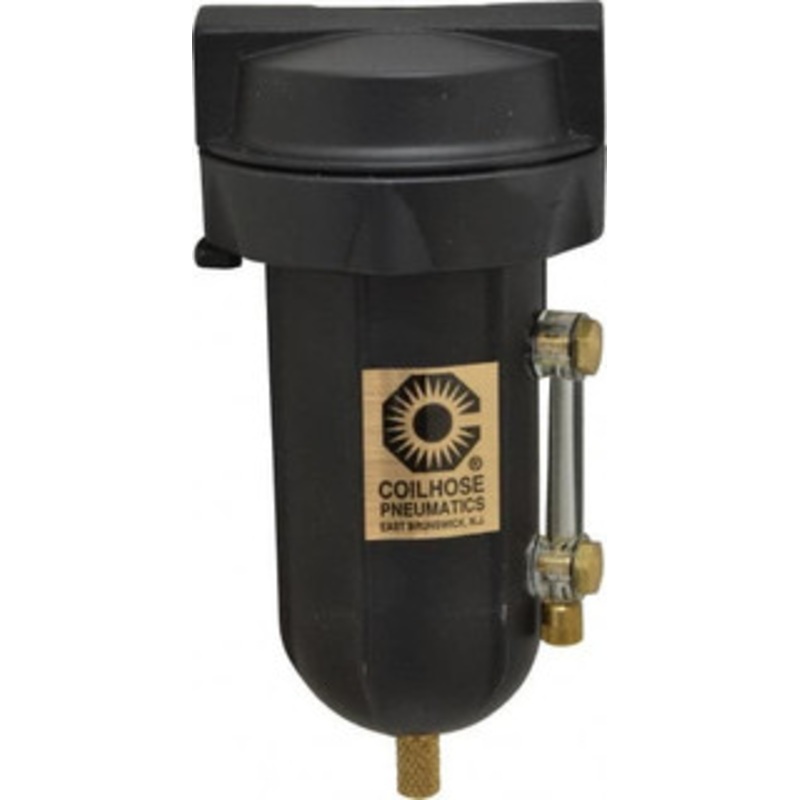Coilhose Pneumatics 1/4 Port, 5 High, FRL Filter with Aluminum Bowl & Manual Drain 250 Max psi, 250F Max, 4 oz Bowl Capacity 8822M - 79811451