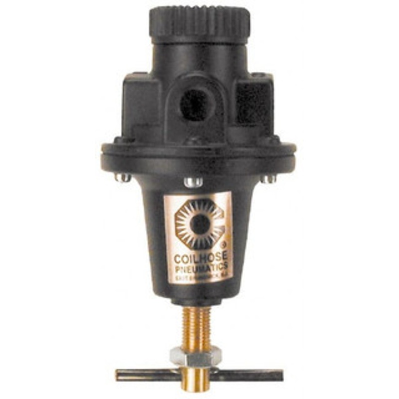 Coilhose Pneumatics 1 NPT 0 - 60 psi Heavy-Duty T-Handle Cast Aluminum Regulator with Gauge 250 Max Supply psi, 160 CFM, 250F Max, 5 Wide x 8-1/2 High 8808GL - 80074370