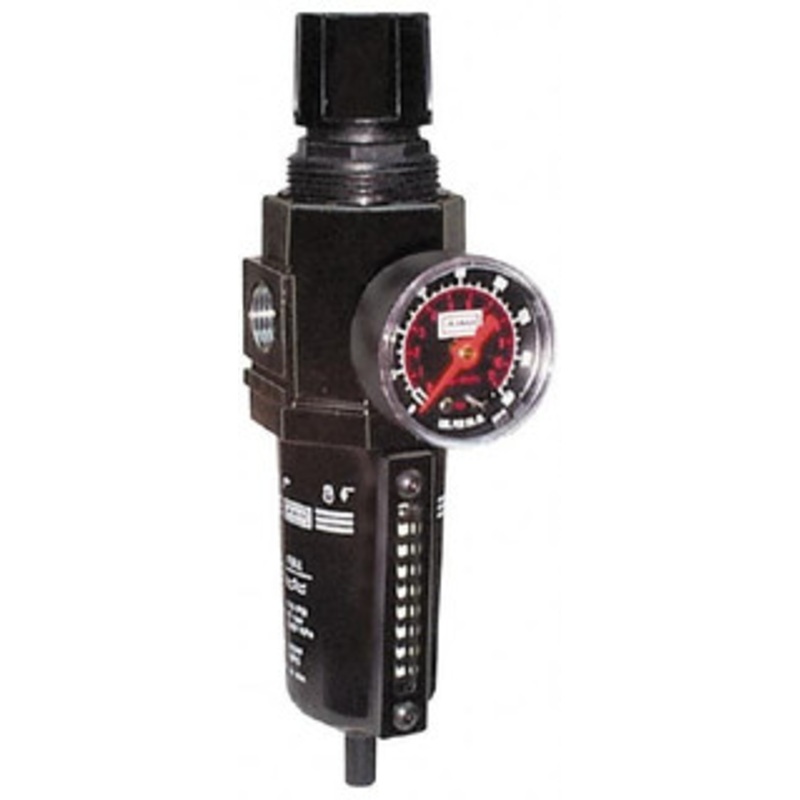 ARO Fluid Management 1/2 NPT Standard 1 Pc Filter/Regulator FRL Unit with Sight Glass & Pressure Gauge 172 SCFM, 250 Max psi, Metal Bowl, Manual Drain P39344-610 - 85102929