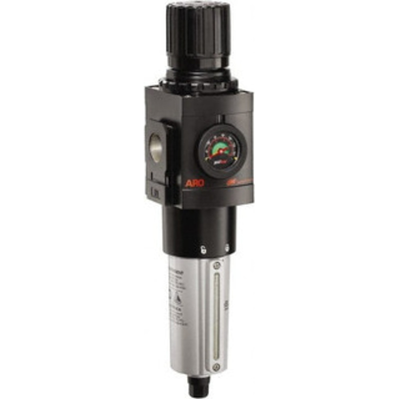 ARO Fluid Management 1 NPT Heavy-Duty 1 Pc Filter/Regulator FRL Unit with Sight Glass & Pressure Gauge 250 SCFM, 250 Max psi, Metal Bowl, Automatic Drain P39464-614 - 61684247