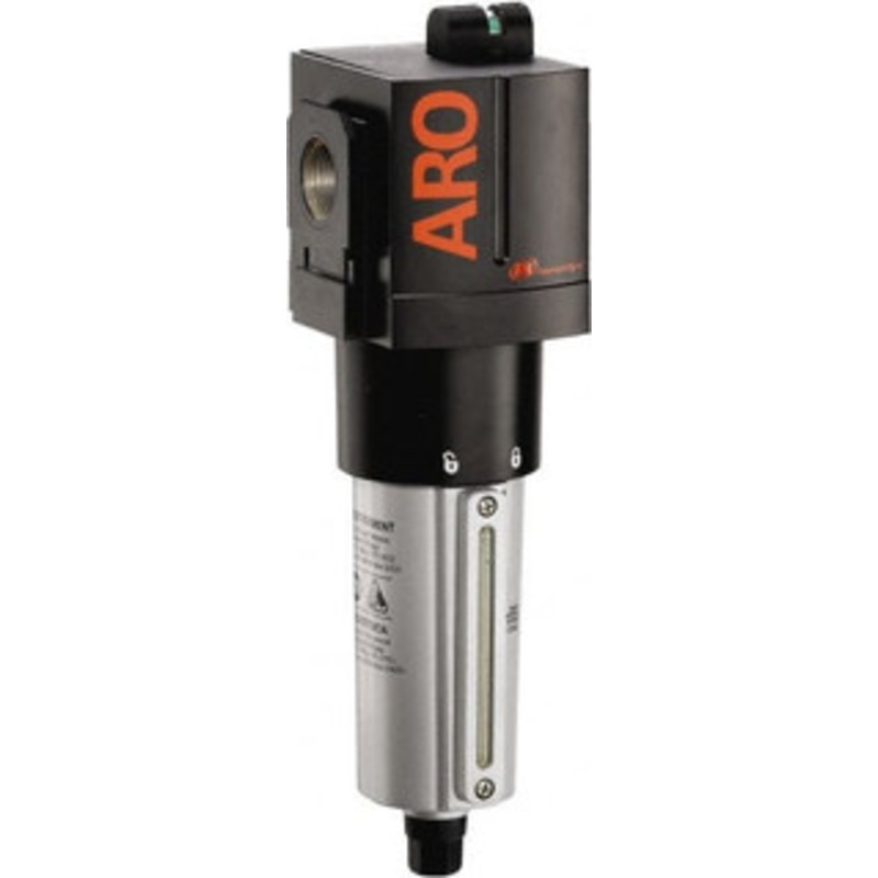 ARO Fluid Management 1 Port Coalescing Filter Metal Bowl, Automatic Drain, 250 Max psi, 0.3 Micron Rating, 3.543 Long x 3.858 Wide x 9.315 High F35462-311 - 61697397