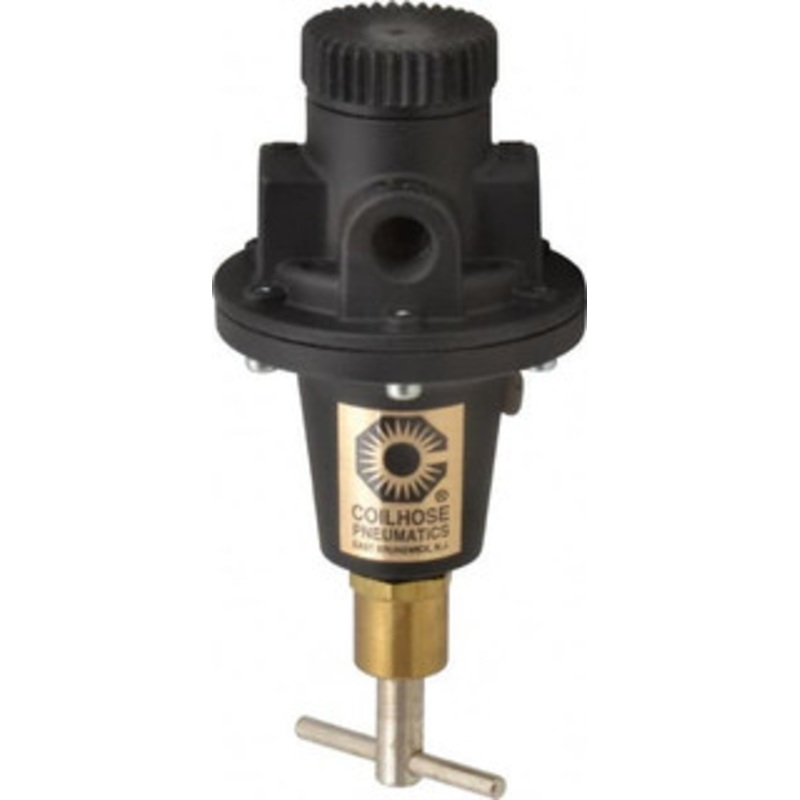 Coilhose Pneumatics 1/4 NPT 0 - 200 psi Tamper Proof Heavy-Duty T-Handle Cast Aluminum Regulator 250 Max Supply psi, 40 CFM, 250F Max, 3 Wide x 5-1/2 High 8802KH - 80074503