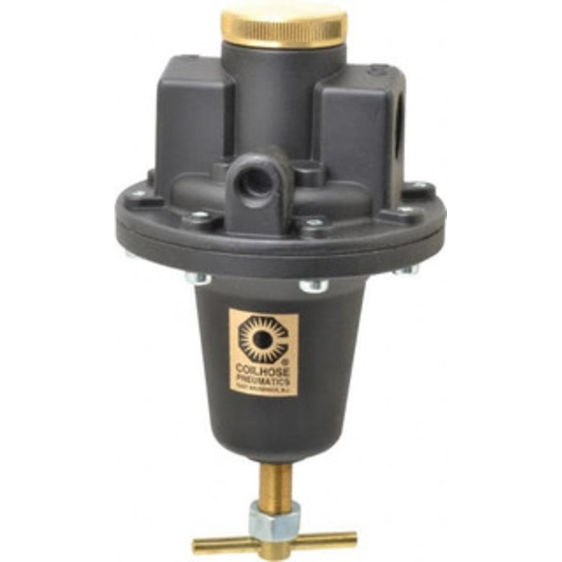 Coilhose Pneumatics 3/4 NPT 0 - 125 psi Heavy-Duty T-Handle Cast Aluminum Regulator with Gauge 250 Max Supply psi, 160 CFM, 250F Max, 5 Wide x 8-1/2 High 8806G - 79812301