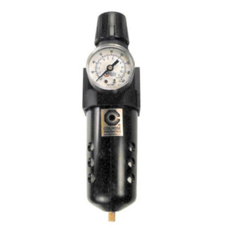 Coilhose Pneumatics 3/4 NPT Standard 1 Pc Filter/Regulator FRL Unit with Pressure Gauge 125 SCFM, 150 Max psi, Polycarbonate Bowl, Manual Drain 27FC6-G - 80076490