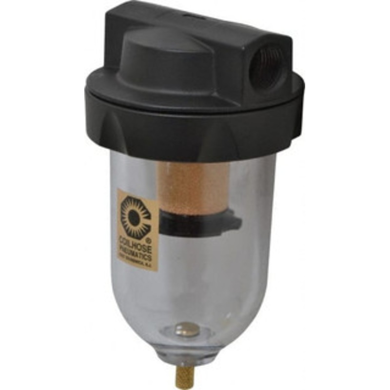 Coilhose Pneumatics 1/2 Port, 7 High, FRL Filter with Polycarbonate Bowl & Manual Drain 150 Max psi, 120F Max, 8 oz Bowl Capacity 8824 - 79810859