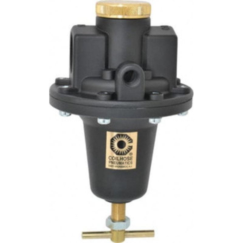 Coilhose Pneumatics 1 NPT 0 - 125 psi Heavy-Duty T-Handle Cast Aluminum Regulator with Gauge 250 Max Supply psi, 160 CFM, 250F Max, 5 Wide x 8-1/2 High 8808G - 79812350