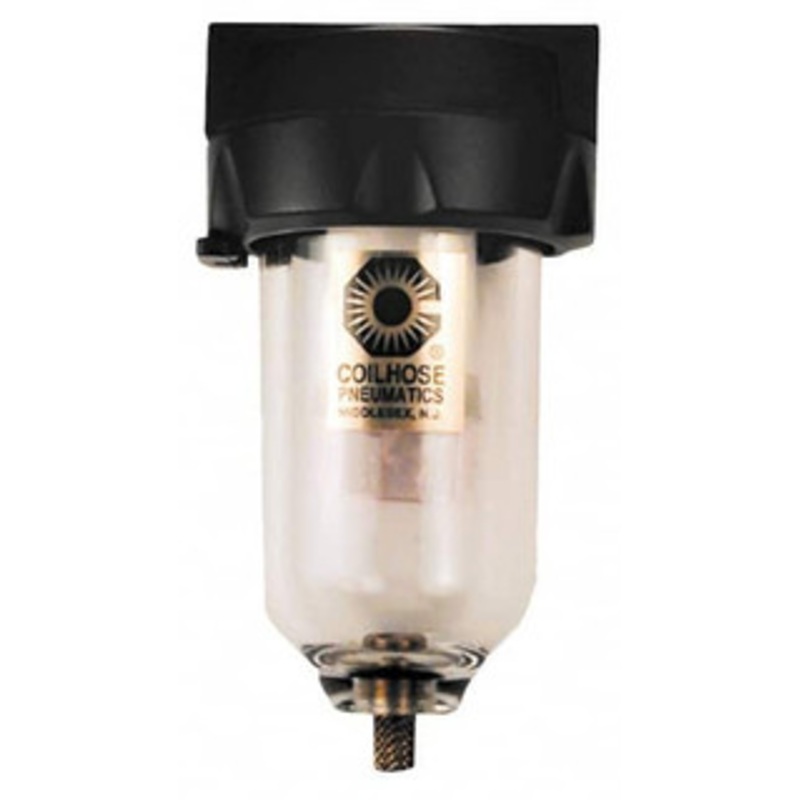 Coilhose Pneumatics 1 Port, 9 High, FRL Filter with Aluminum Bowl & Automatic Drain 250 Max psi, 250F Max, 23 oz Bowl Capacity 8828MD - 80070360