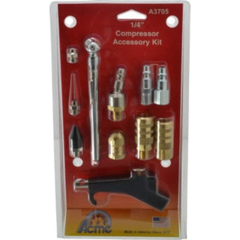 Coilhose Pneumatics 11pc Compressor Kit, Use with Any 1/4 Inch Air Hose, Incl. One Male & One Female Industrial Interchange Couplers, Interchange Ball Swivel Connector, Ball Foot Air Chuck Tire Inflator, 5-50 Lbs Tire Pressure Gauge A3705 - 86540093