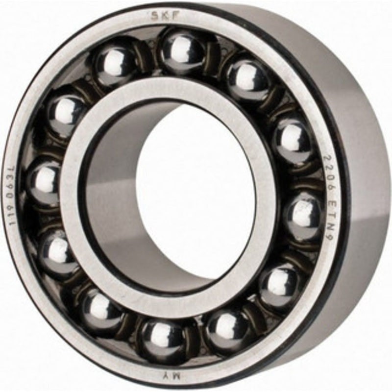 SKF 30mm Bore Diam, 62mm OD, Open Self Aligning Radial Ball Bearing 20mm Wide, 2 Rows, Round Bore, 1,510 Lb Static Capacity, 5,350 Lb Dynamic Capacity 2206 ETN9 - 81196974