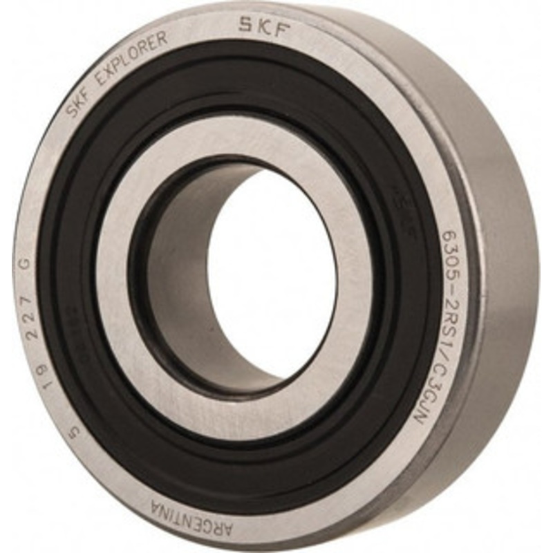 SKF 25mm Bore Diam, 62mm OD, Double Seal Deep Groove Radial Ball Bearing 17mm Wide, 1 Row, Round Bore, 11,600 Nm Static Capacity, 23,400 Nm Dynamic Capacity 6305 2RSJEM - 45668175