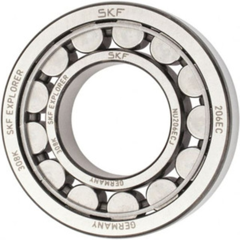 SKF 30mm Bore Diam, 62mm Outside Diam, 16mm Wide Cylindrical Roller Bearing 38,000 N Dynamic Capacity, 36,500 Lbs. Static Capacity NU 206 ECJ - 43341007