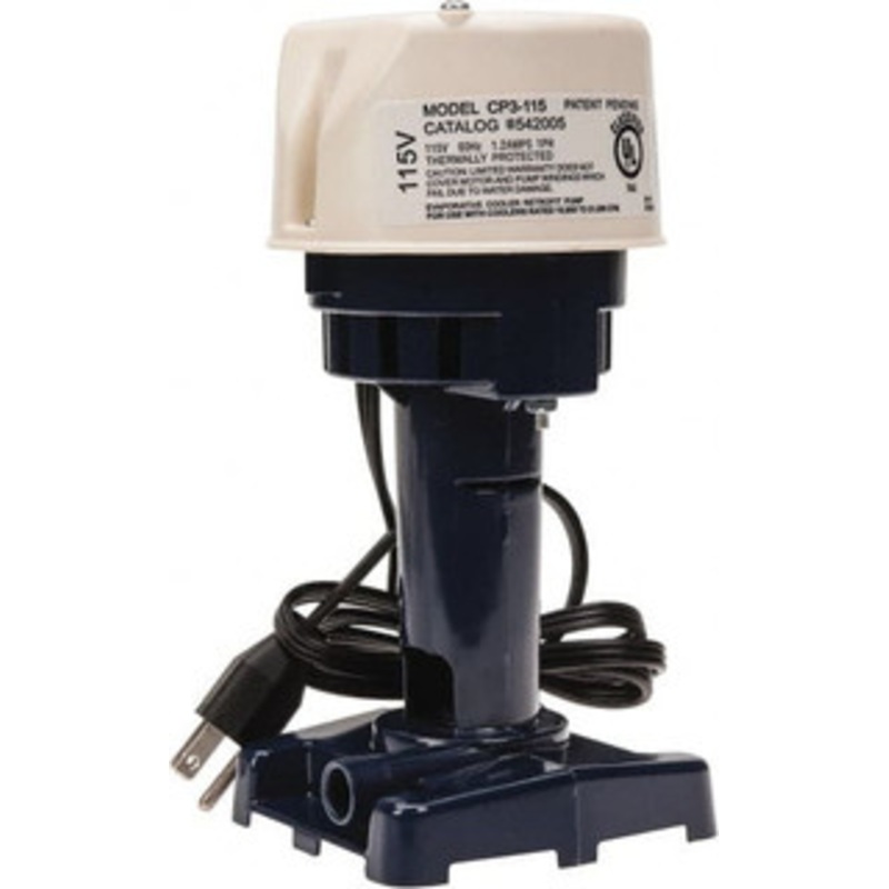 Little Giant 1.2 Amp, 115 Volt, 1/30 hp, 1 Phase, Thermal Plastic Evaporative Cooler Pumps Machine Tool & Recirculating Pump 9.3 GPM, 12 psi, 9 Overall Height, 4-1/2 Body Length, ABS Impeller, Open Fan Cooled Motor 542005 - 53335535