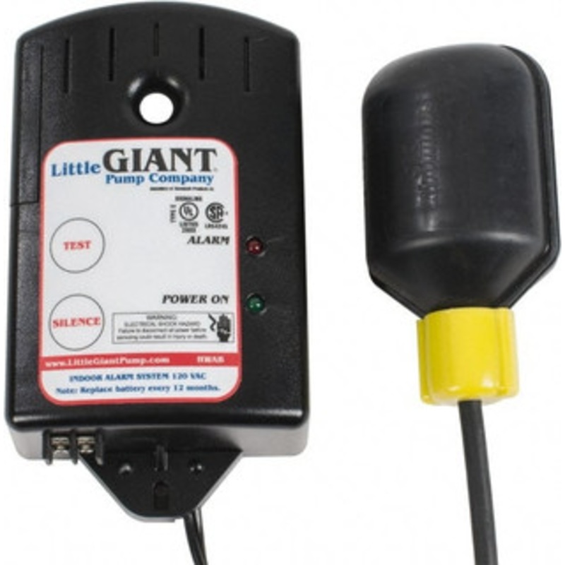 Little Giant High-Water Alarms, Voltage: 115V, Material: Corrrosion-resistant plastic, Alarm Level: Red warning light, horn with silence switch, Float Material: Non-Corrisive Plastic, Battery Backup: 9 Volt DC 513288 - 53335766