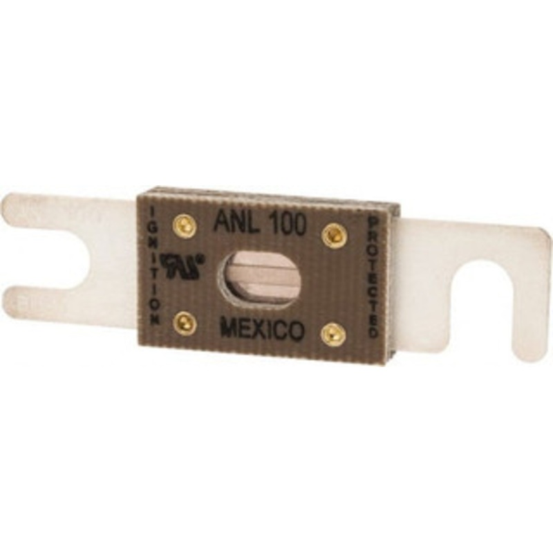 Bussmann 100 Amp Non-Time Delay Fast-Acting Forklift & Truck Fuse 125VAC, 80VDC, 3.18 Long x 0.75 Wide, Littelfuse CNL100, Bussman ANL-100, Ferraz Shawmut CNL100 ANL-100 - 75270348