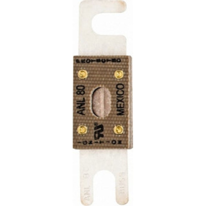 Bussmann 80 Amp Non-Time Delay Fast-Acting Forklift & Truck Fuse 125VAC, 80VDC, 3.18 Long x 0.75 Wide, Littelfuse CNL80, Bussman ANL-80, Ferraz Shawmut CNL80 ANL-80 - 75270512