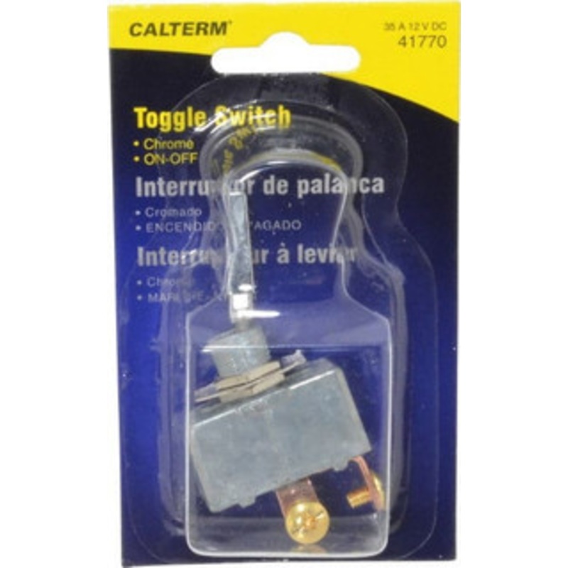 Gardner Bender 2 Position, 12 Volt, 35 Amp, 1/2 Hole Diam, Heavy Duty Toggle Switch On Off Sequence, 1 Switch, Chrome/Black 41770 - 03272754