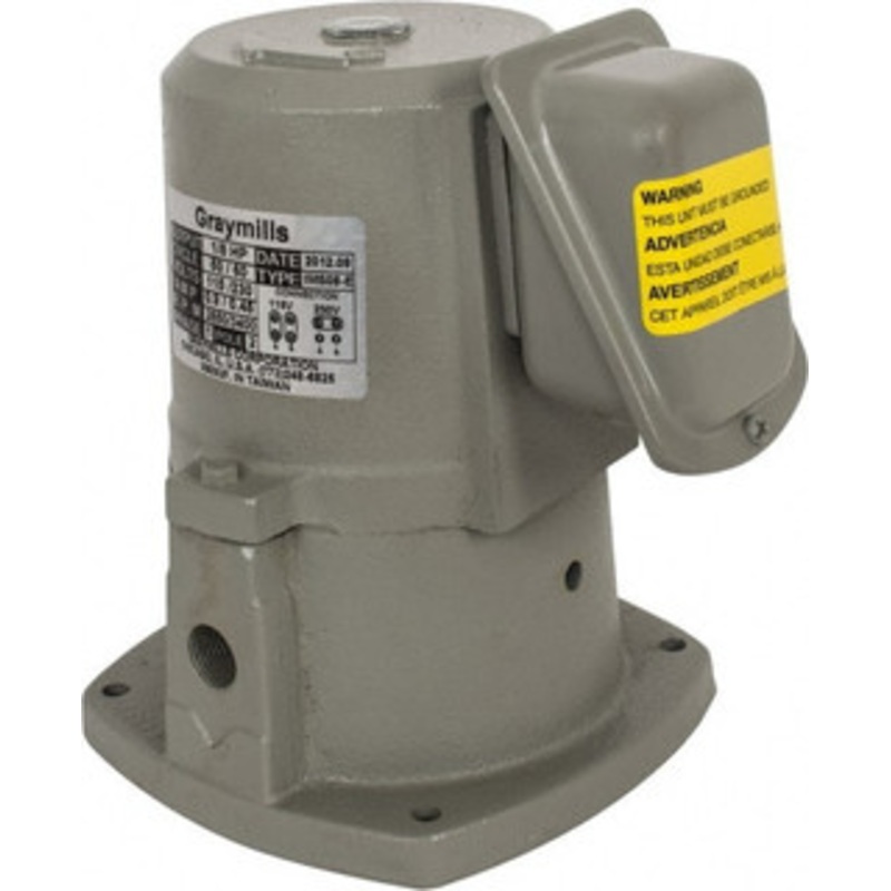 Graymills 0.7/0.35 Amp, 115/230 Volt, 1/8 hp, 1 Phase, 3,450 RPM, Cast Iron Suction Machine Tool & Recirculating Pump 9.5 GPM, 6 psi, 5-1/2 Long x 5-1/2 Mounting Flange Width, 6-7/8 Overall Height, Plastic Impeller IMS08-E - 79493870