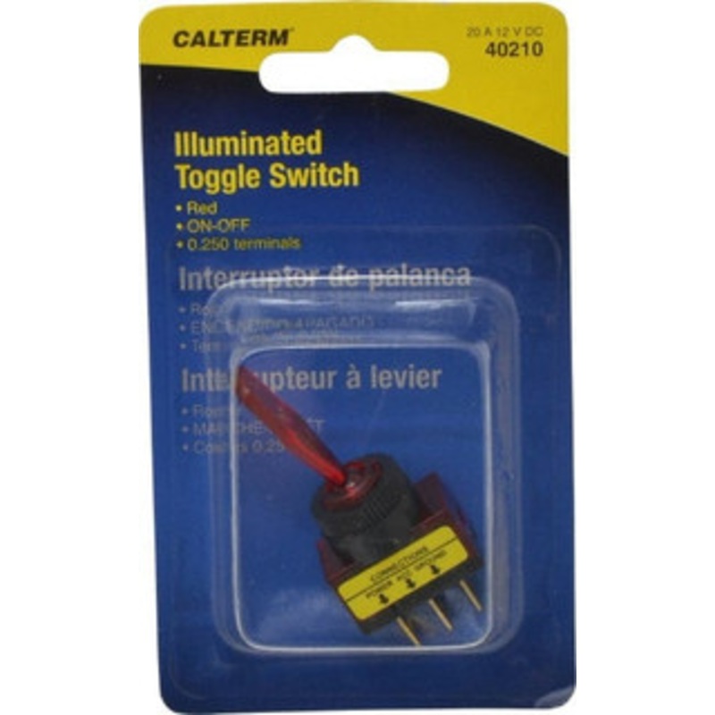 Gardner Bender 2 Position, 12 Volt, 20 Amp, 1/2 Hole Diam, Glow Toggle Switch On Off Sequence, 1 Switch, Red 40210 - 03272309