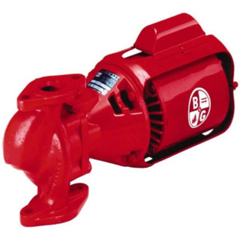 Bell & Gossett 1/12 hp, 14-7/8 Long, 1 Phase, Cast Iron Housing, Polypropylene Impeller, Inline Circulator Pump 115 Volt, 60 Hz, 6-3/8 Flange Width, Bell & Gossett Part No. 106189, 125 Max psi, ODP Motor 106189 - 07499122