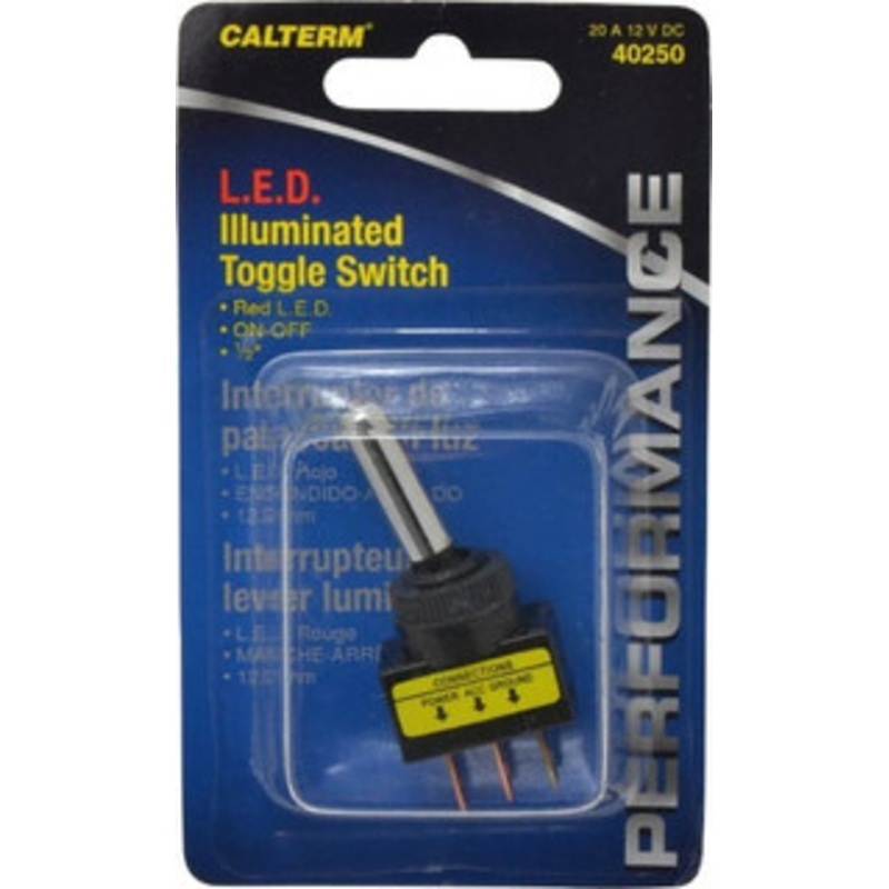Gardner Bender 2 Position, 12 Volt, 16 Amp, 1/2 Hole Diam, Red LED Glow Dot Toggle Switch On Off Sequence, 1 Switch, Black 40250 - 03272341