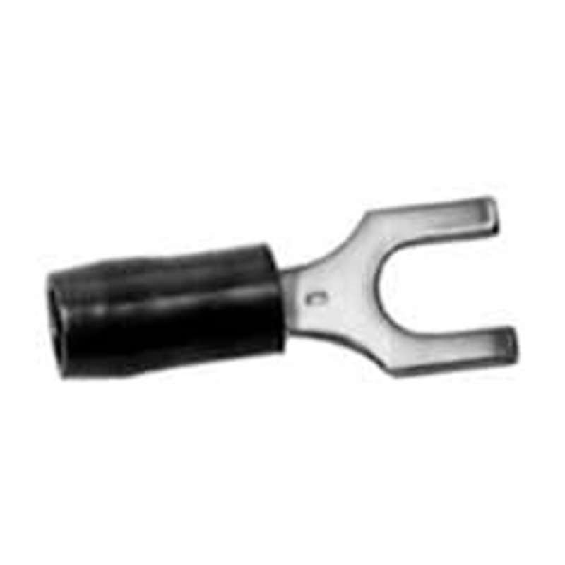 Thomas & Betts #10 Stud, 22 to 16 AWG Compatible, Partially Insulated, Crimp Connection, Locking Fork Terminal 0.29 Fork Width, Vinyl Insulation, Red, 0.97 OAL, 600 Volts, Copper Contacts 18RA-10FL - 54064084