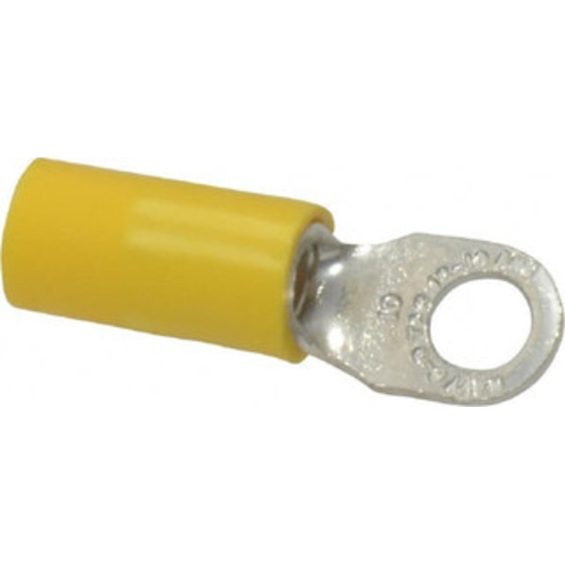 Thomas & Betts 12-10 AWG Partially Insulated Crimp Connection D Shaped Ring Terminal #10 Stud, 1.06 OAL x 0.31 Wide, Tin Plated Copper Contact 10RC-10 - 54063912