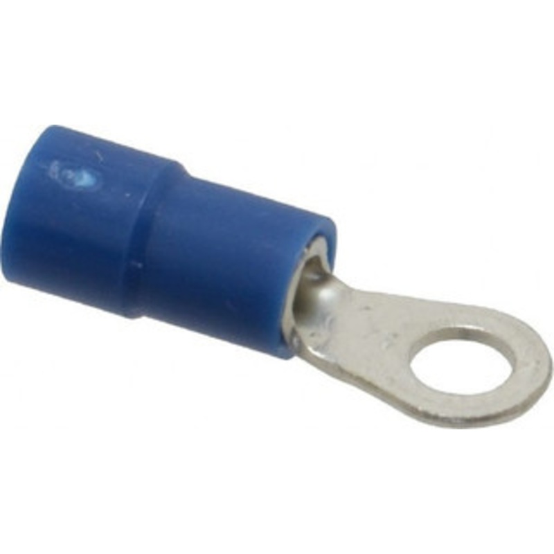 Thomas & Betts 16-14 AWG Partially Insulated Crimp Connection Circular Ring Terminal #6 Stud, 0.803 OAL x 0.26 Wide, Tin Plated Copper Contact TV14-6R-XV - 68886605