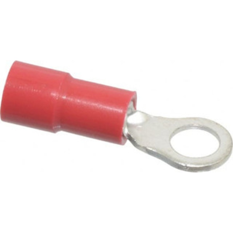Thomas & Betts 22-16 AWG Partially Insulated Crimp Connection Circular Ring Terminal #8 Stud, 0.803 OAL x 0.26 Wide, Tin Plated Copper Contact TV18-8R-XV - 68886647