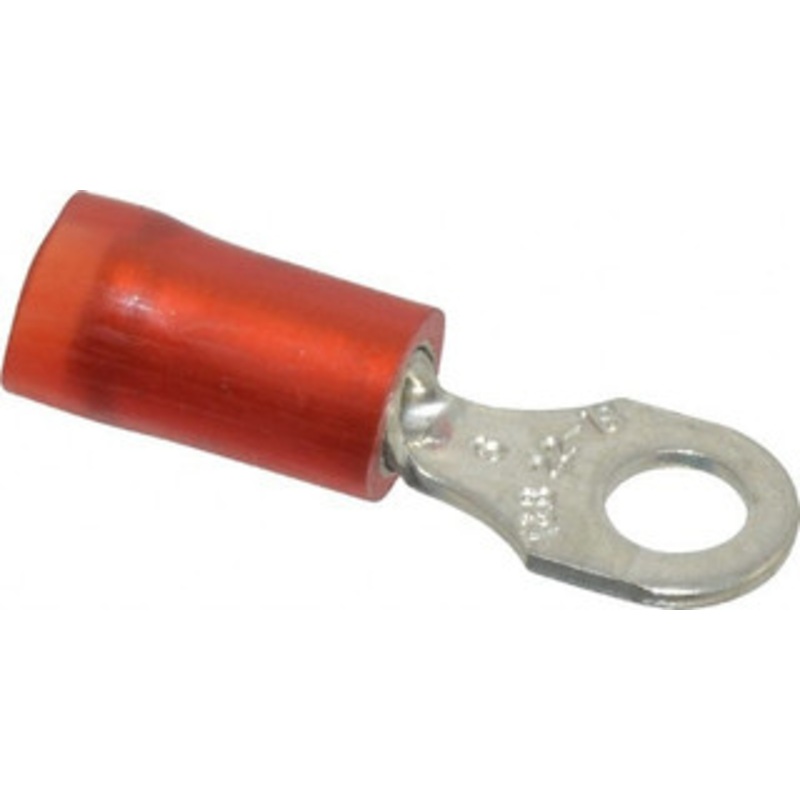 Thomas & Betts 22-16 AWG Partially Insulated Crimp Connection D Shaped Ring Terminal #6 Stud, 0.86 OAL x 0.26 Wide, Tin Plated Copper Contact RA18-6 - 54063318