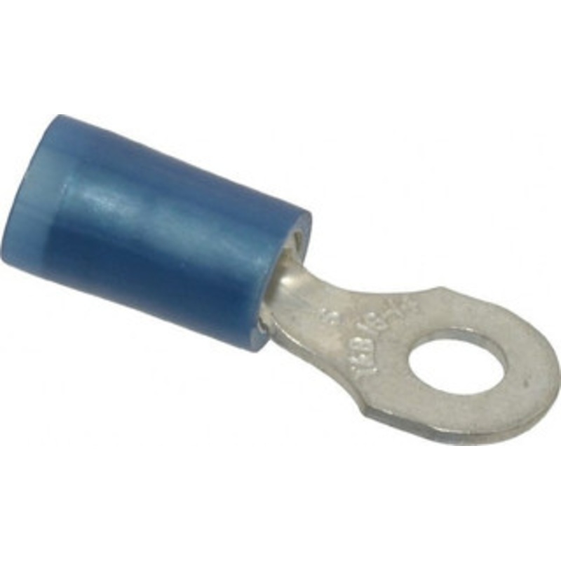 Thomas & Betts 18-14 AWG Partially Insulated Crimp Connection D Shaped Ring Terminal #6 Stud, 0.89 OAL x 0.31 Wide, Tin Plated Copper Contact RB14-6 - 54063359