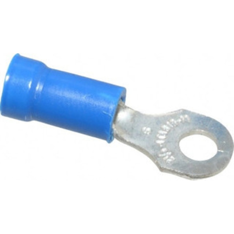 Thomas & Betts 18-14 AWG Partially Insulated Crimp Connection D Shaped Ring Terminal #6 Stud, 0.97 OAL x 0.31 Wide, Tin Plated Copper Contact 14RB-6 - 54063839