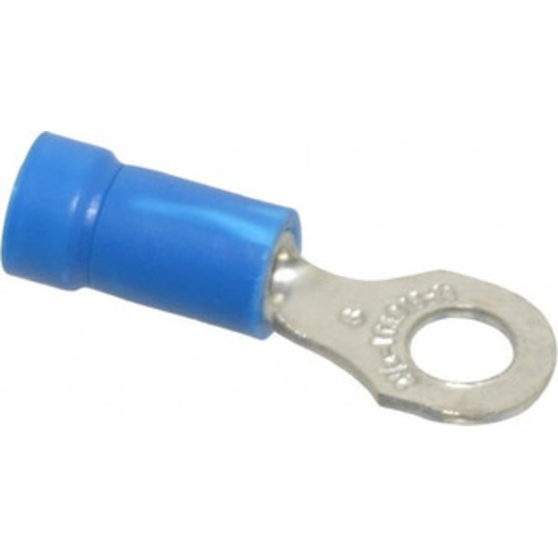 Thomas & Betts 18-14 AWG Partially Insulated Crimp Connection D Shaped Ring Terminal #8 Stud, 0.97 OAL x 0.31 Wide, Tin Plated Copper Contact 14RB-8 - 54063847